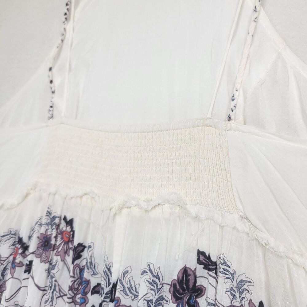 Free People Babydoll Maxi Dress SIZE S Cream Combo Floral Slip Maxi Dress Sheer - Picture 15 of 16